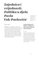 Zajednica i vrijednosti. Politika u djelu Pavla Vuk-Pavlovića
