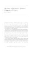 Quantities and Contraries: Aristotle’s Categories 6, 5b11-6a18