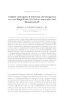 Federik Grisogono (Federicus Chrysogonus) und der Begriff der nützlichen theoretischen Wissenschaft