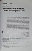 Patriciana u knjižnici Toma Basseglija 1792.